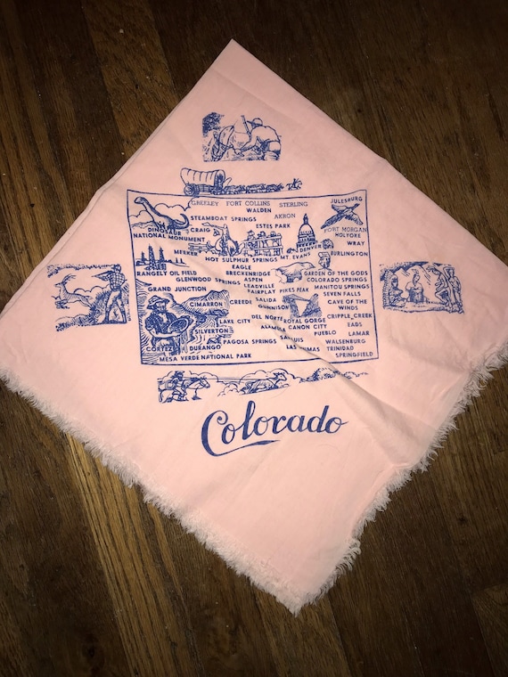 Vintage Pink Colorado Scarf. Colorado Souvenir. La