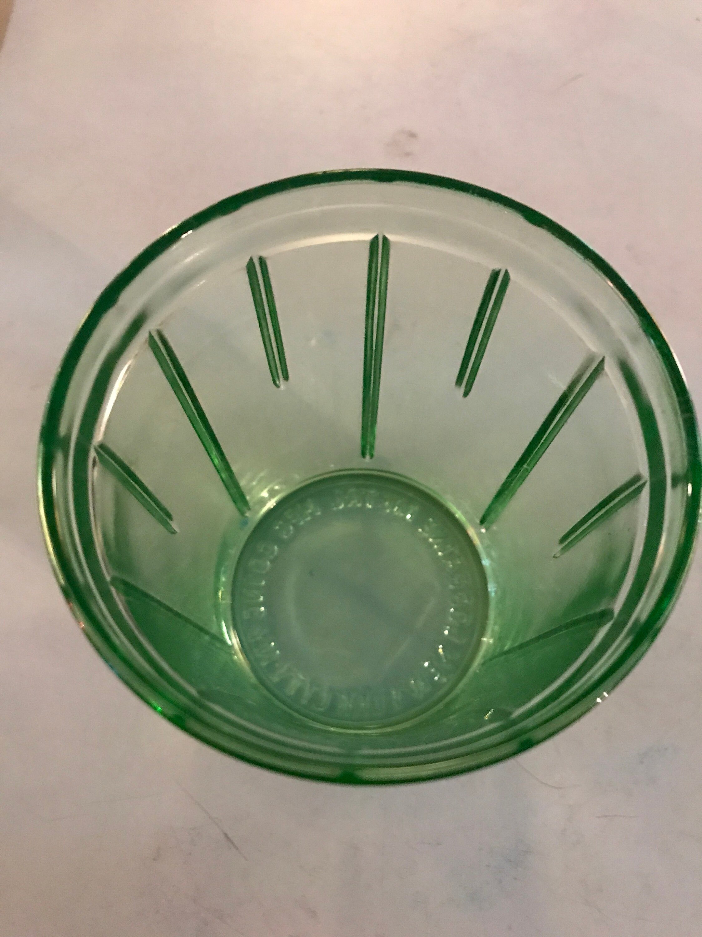 Vintage Green Depression Glass Beater Jar. Lorraine Metal Mfg. Co