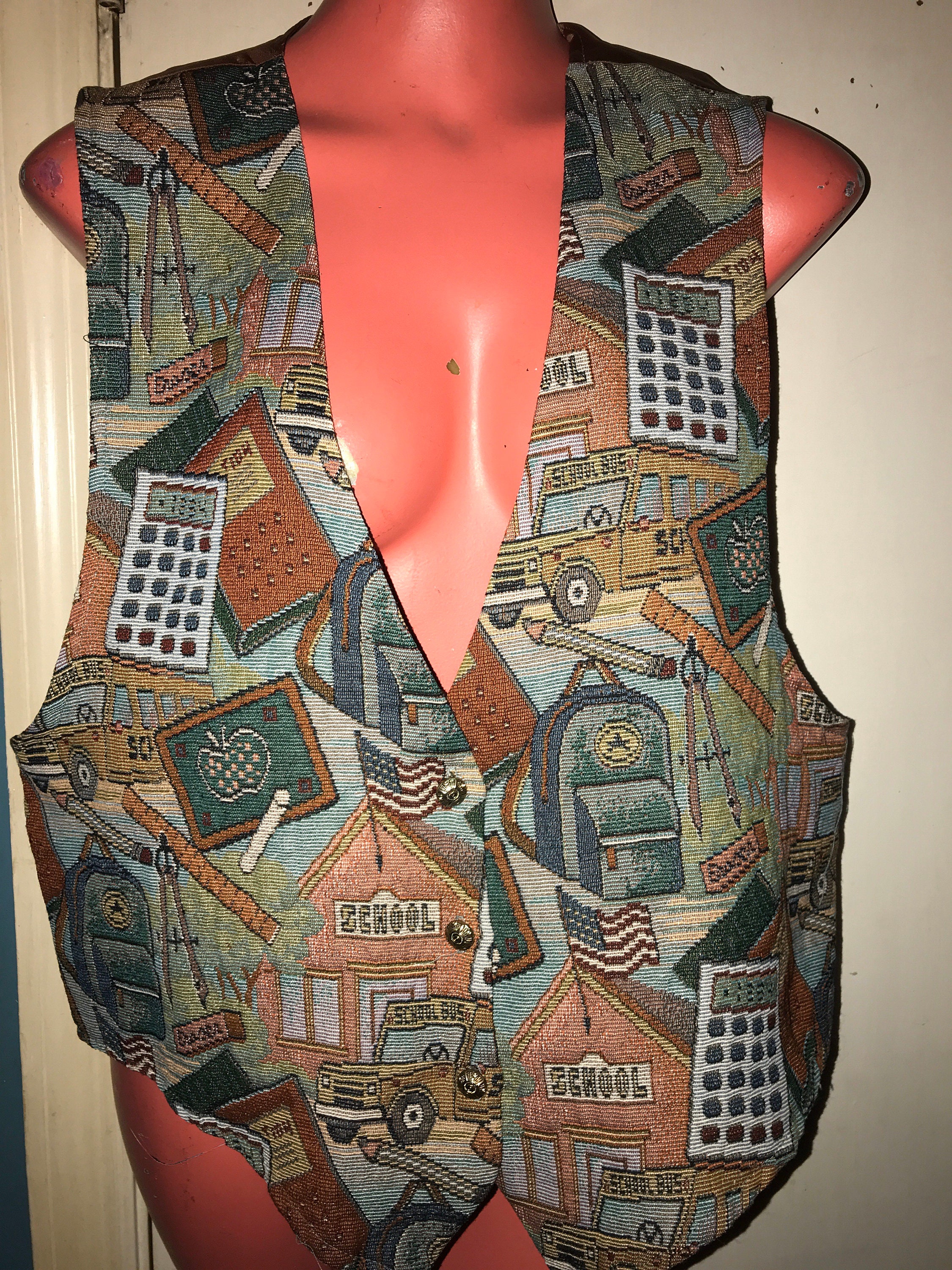 Vintage School Teacher Tapestry Vest. Teacher Tapestry Vest. Tapestry