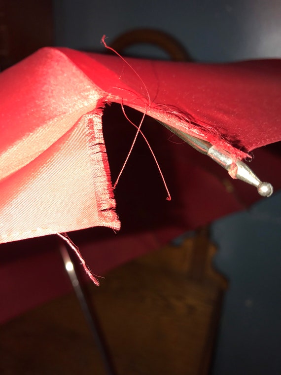Vintage Red Umbrella. Lucite Handle and Tip Red U… - image 4