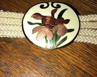 Vintage cloisonné rope belt Vintage Cloisonné Buckle Rope Belt - Etsy main image 3