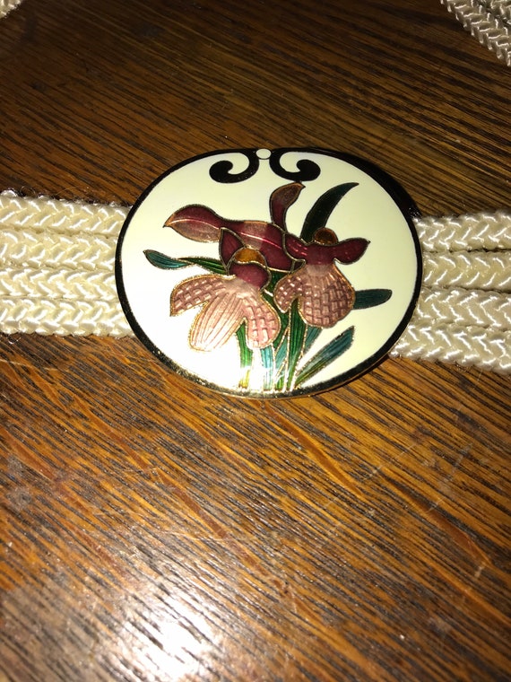 Vintage Cloisonné Belt Buckle Rope Belt. Cloisonn… - image 1