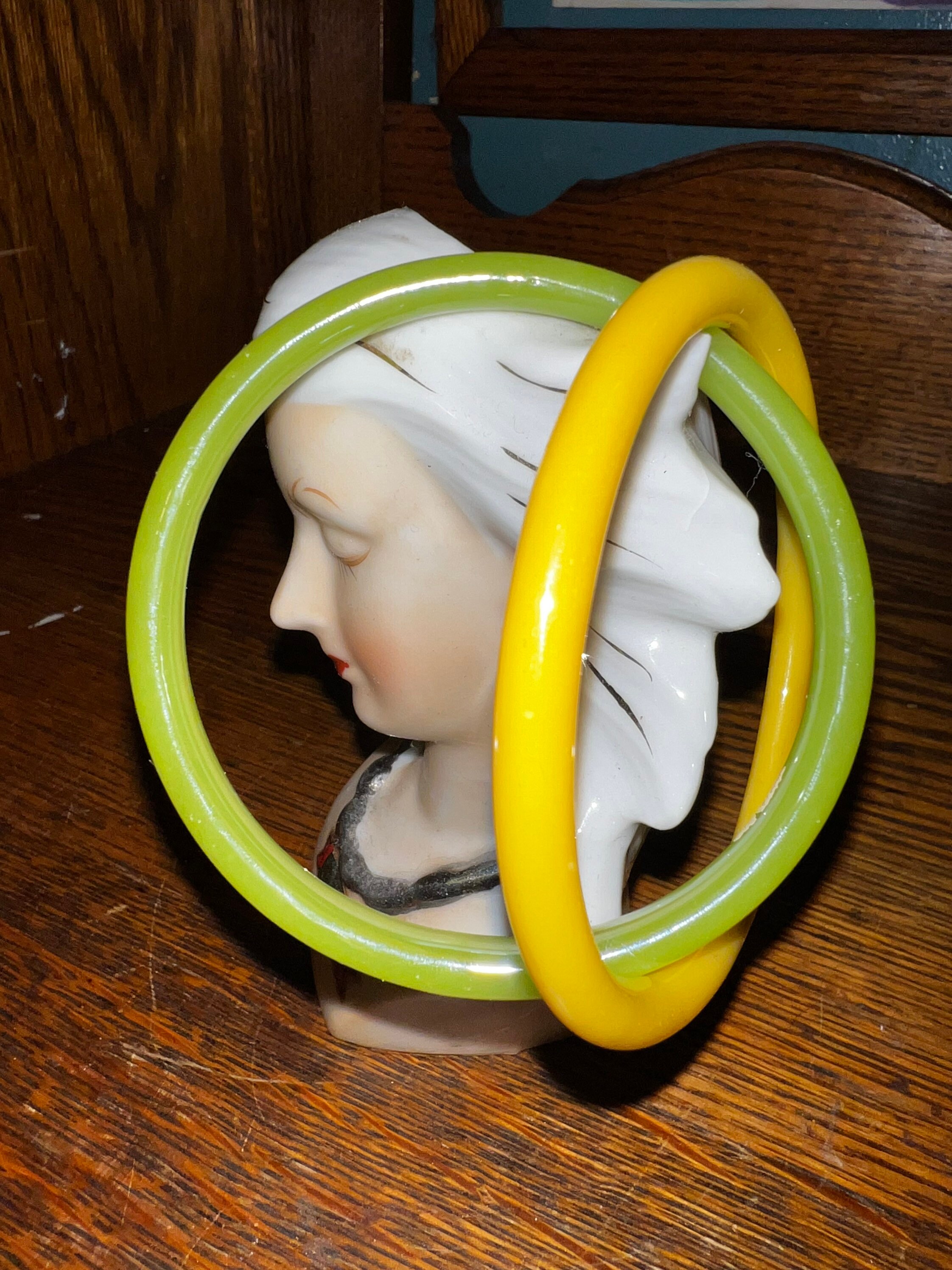 Vintage Glass Bangles. Set of Two Glass Bangle Bracelets. Art Glass