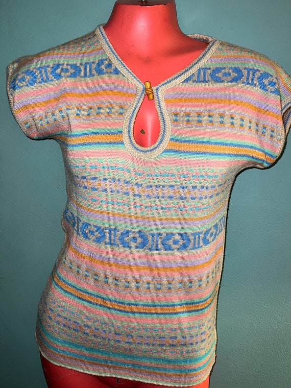 Vintage 1970’s Summer Sweater. Cute Thin Boho Sle… - image 3