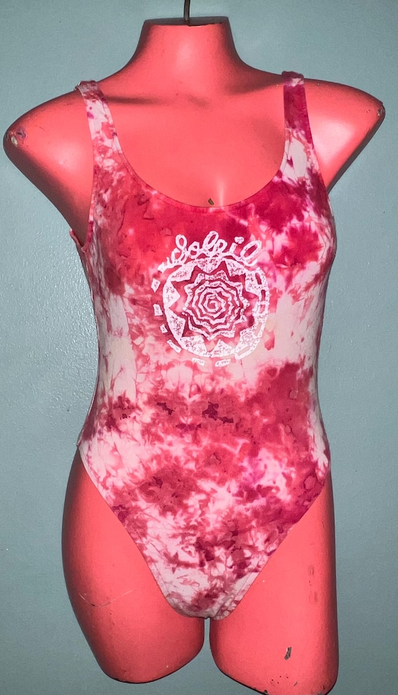 Vintage 1980's Soleil Pink Tie Dye  Swimsuit,  Size Small