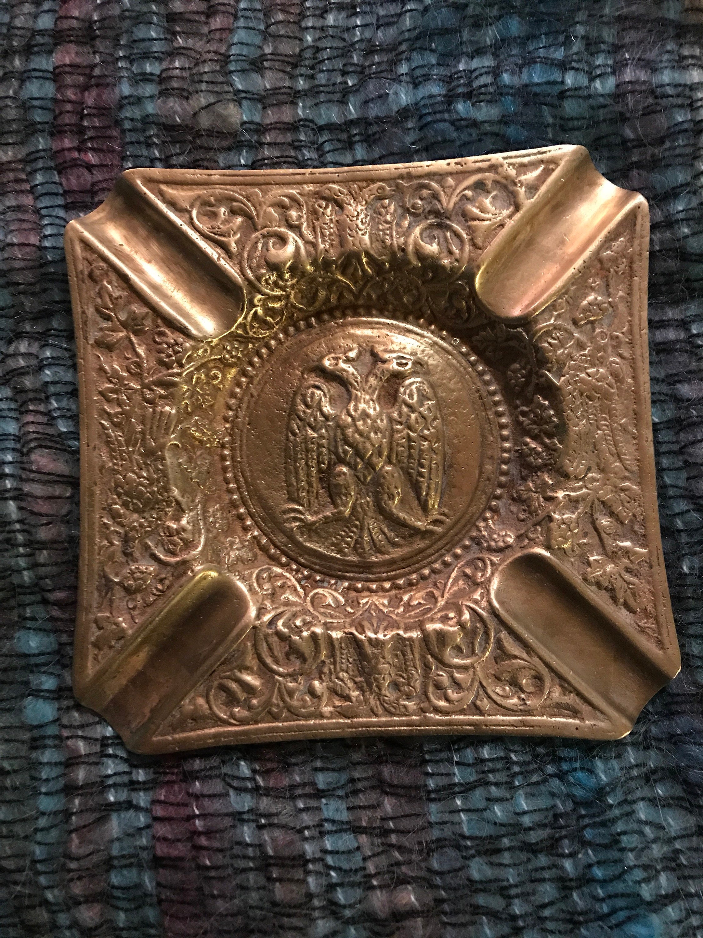 Vintage Brass Ashtray. Brass Ashtray. Intricate Brass Ashtray