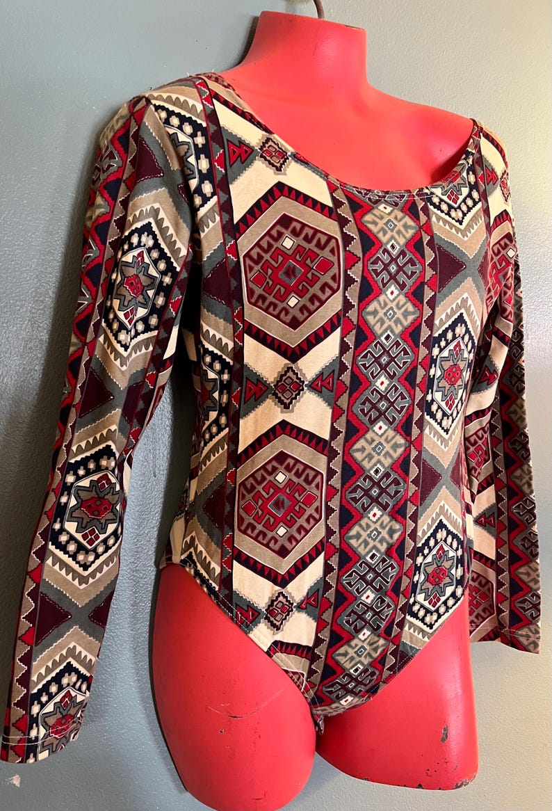 Vintage 1990's Abstract Design Bodysuit, Size Large 画像 4
