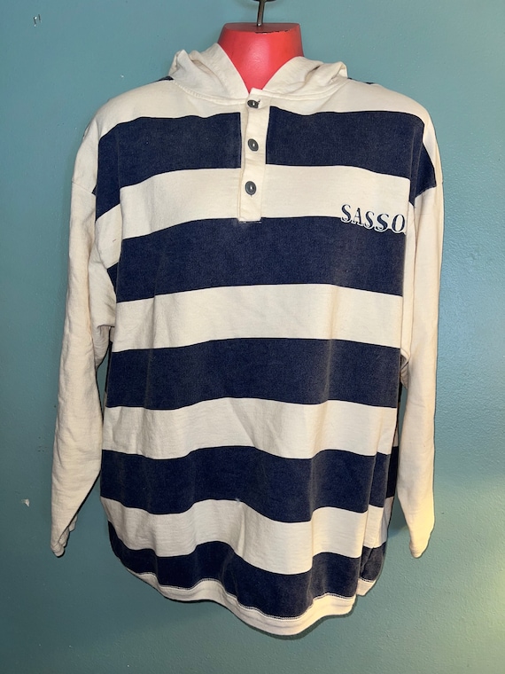 Vintage 80's Blue and White Striped Shirt. Blue an