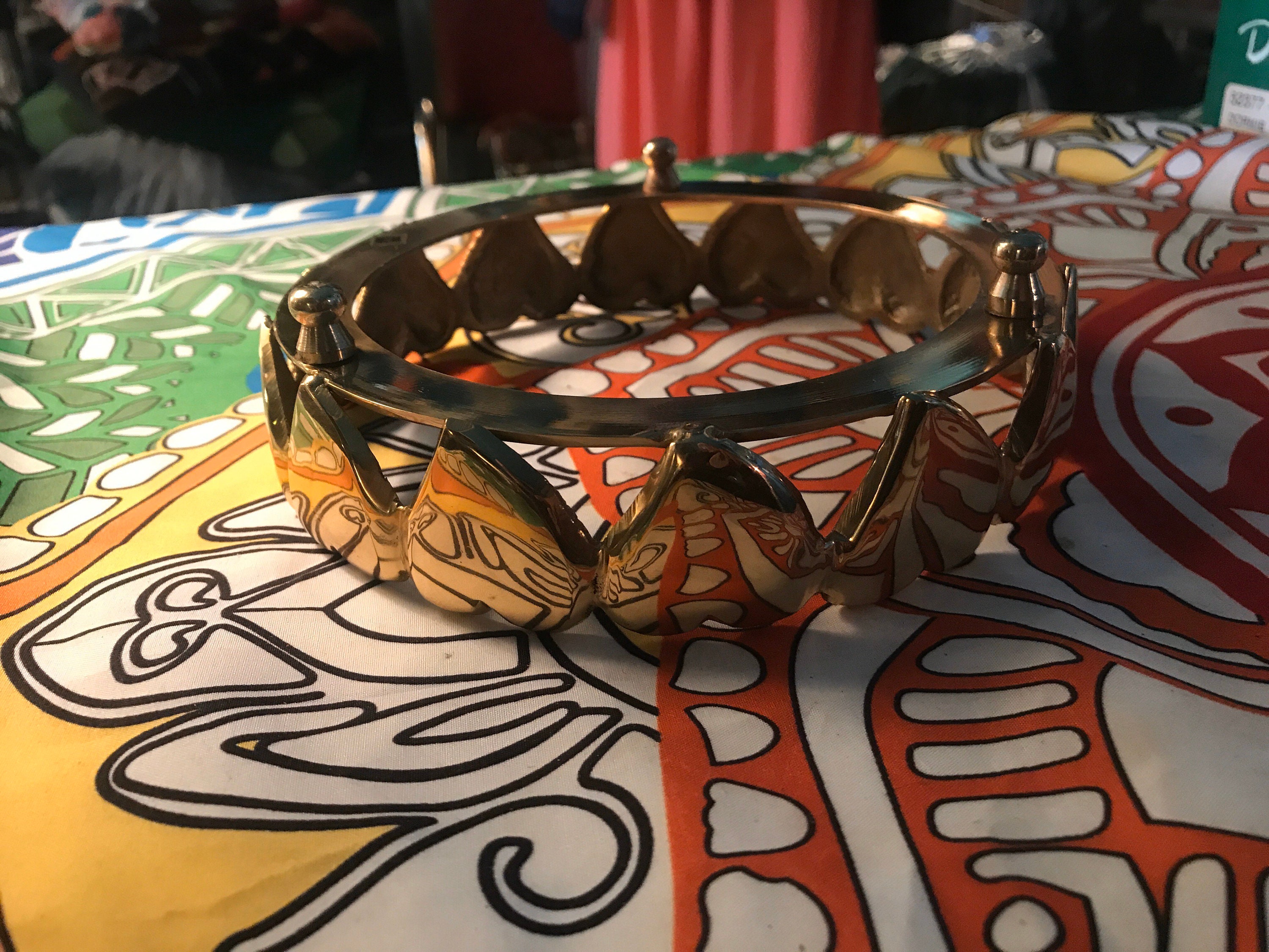 Vintage Brass Heart Candle Holder. Vintage Large Brass Heart Holder