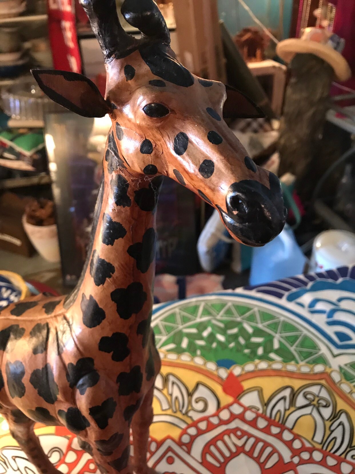 Vintage Leather Giraffe. Giraffe Statue. Leather Giraffe. Giraffe. Vintage Safari Decor.