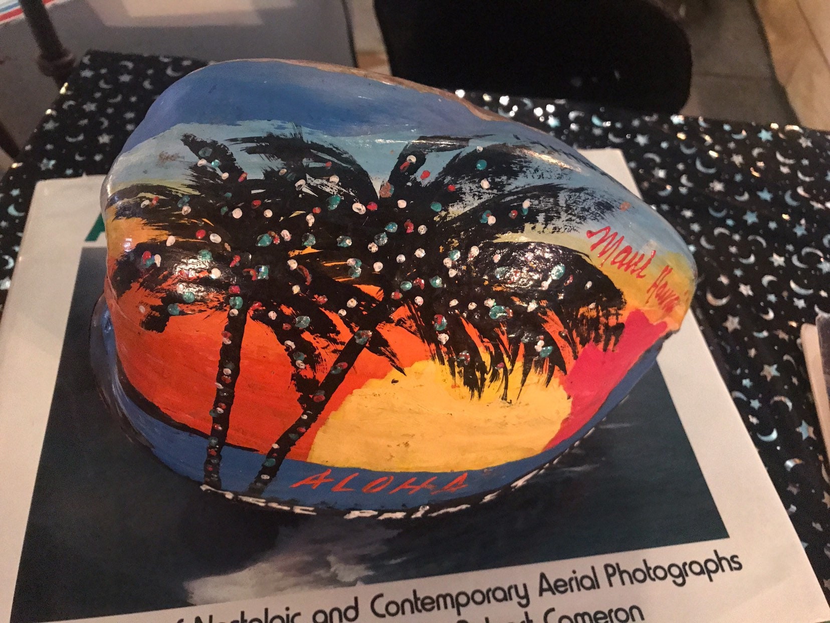 Vintage Hawaii Painted Coconut. Hand Painted Coconut. Maui, Hawaii