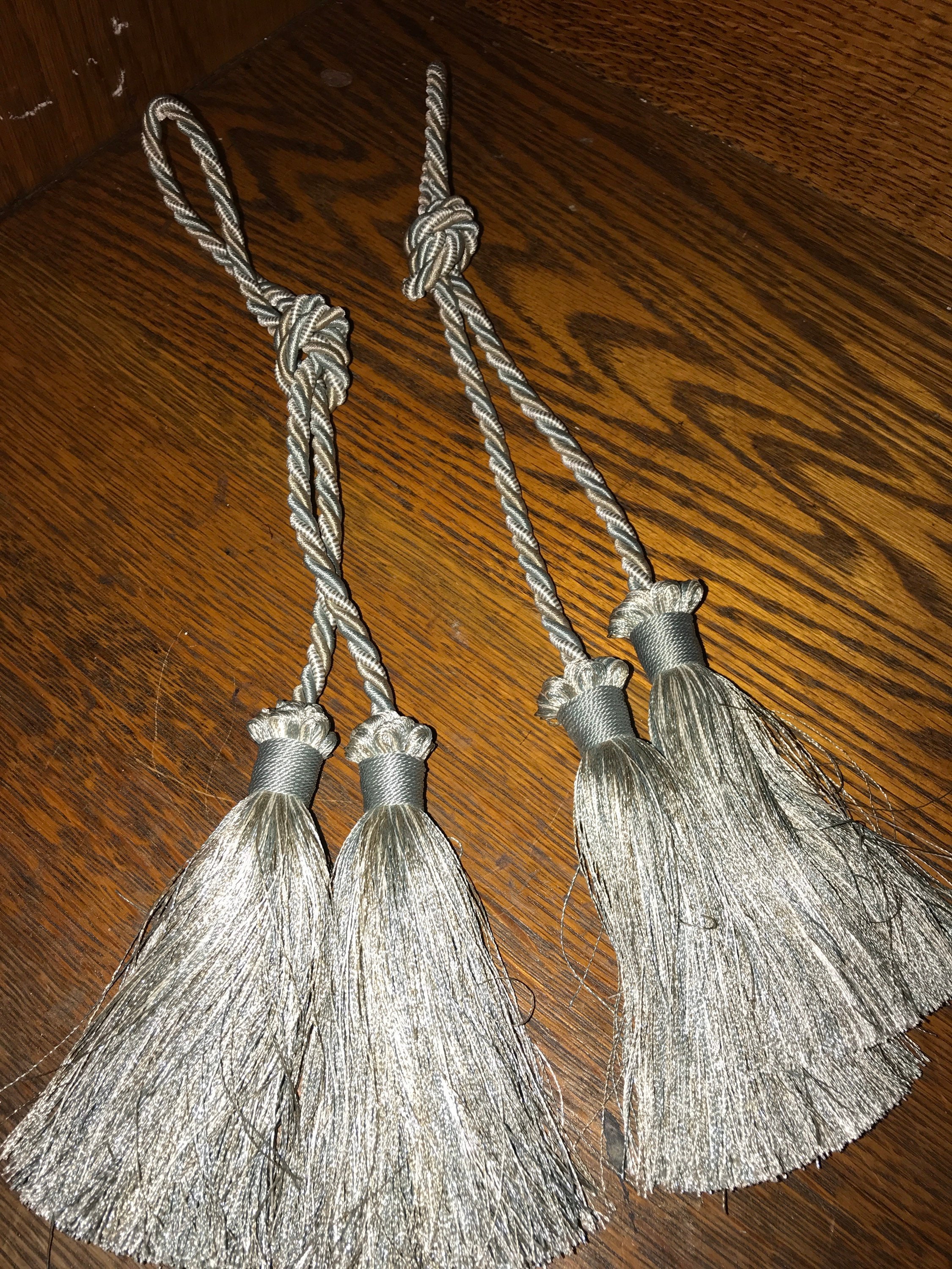 Vintage Set of Two Silver and Gold Rope Tassels. Silver and Gold