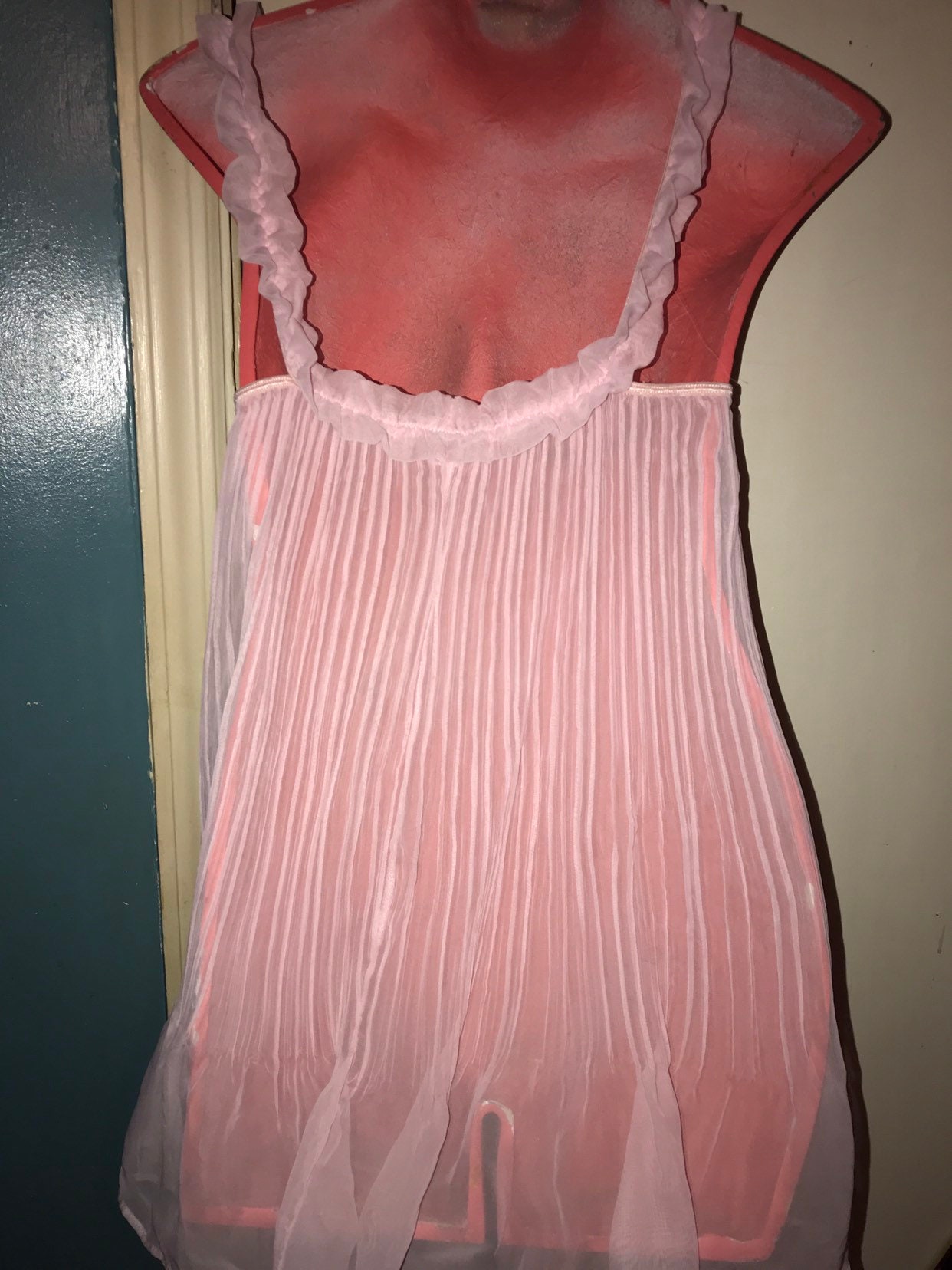 Vintage Pink Victorias Secret Nightie Pink Sheer Nightie Short Nightgown Victorias Secret