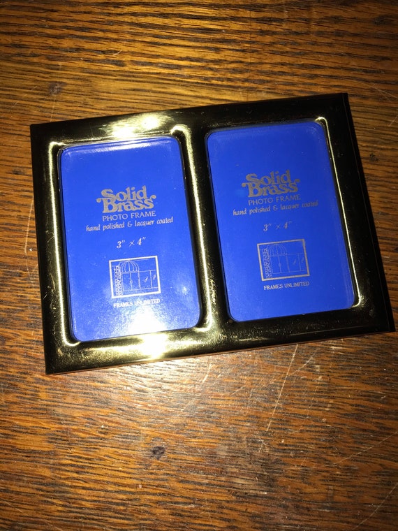 Vintage Small Double Brass Picture Frame
