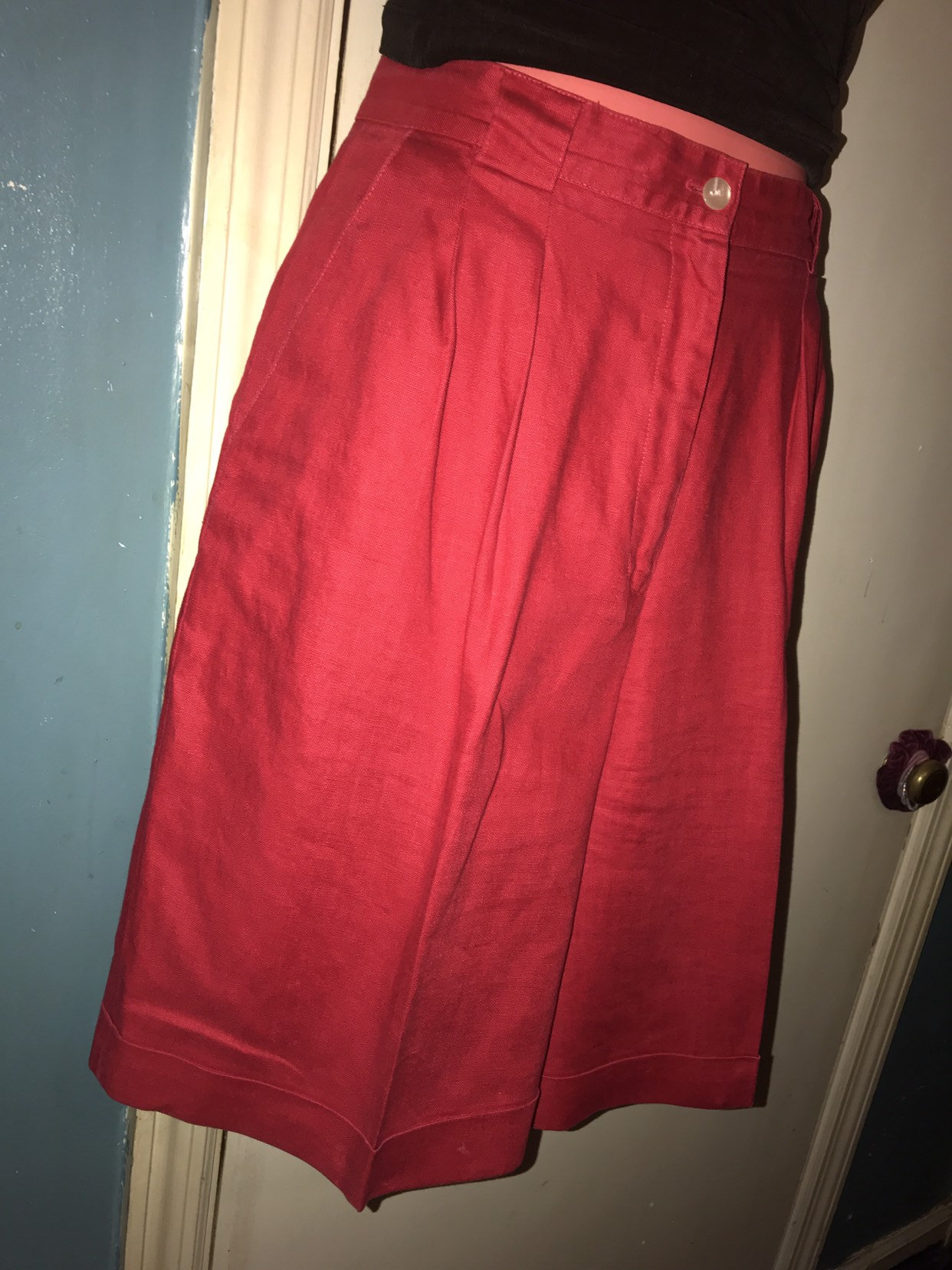 Vintage 90's Talbots Red Shorts. Red 90's Linen Shorts. Talbots Red