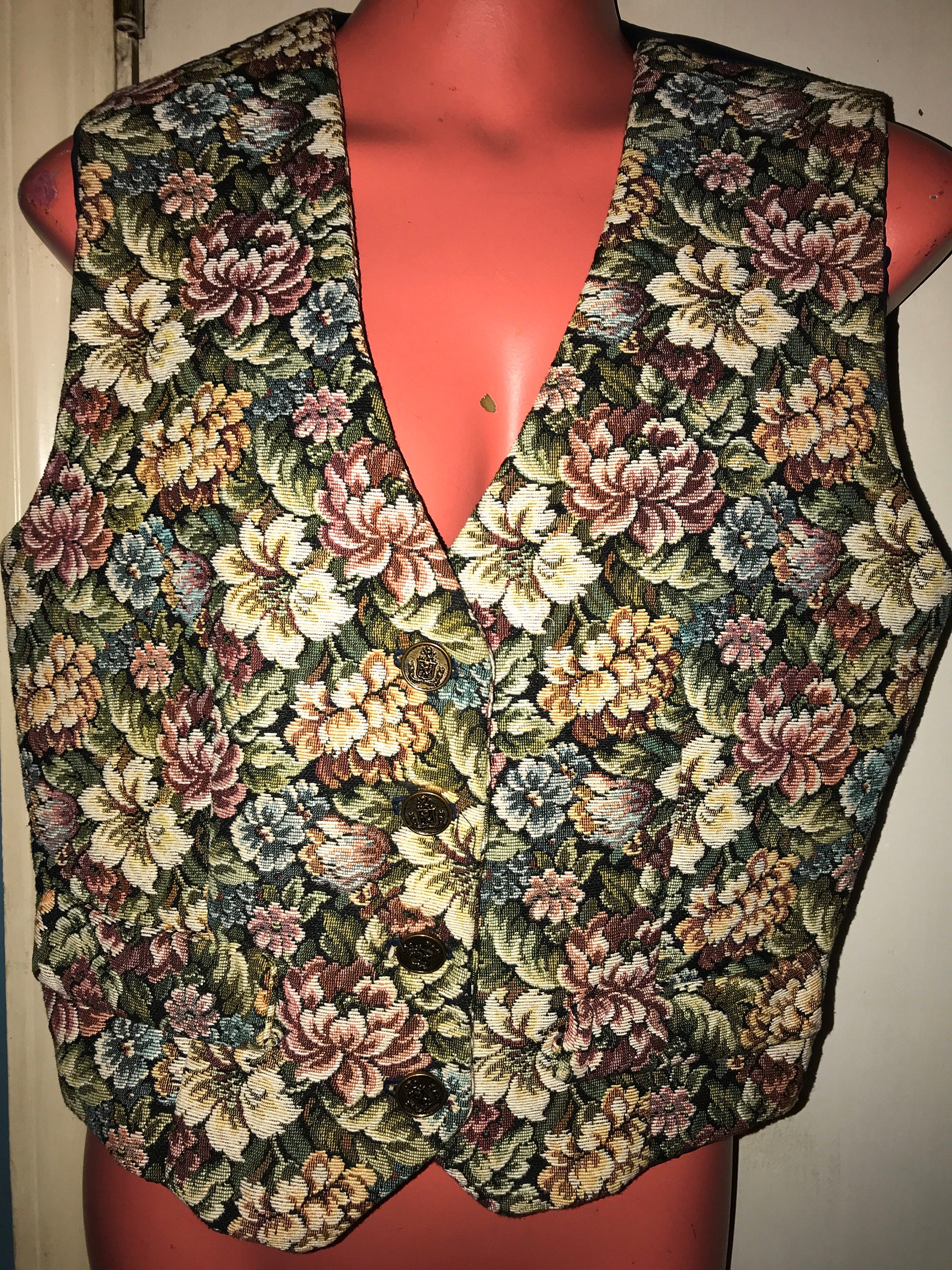 Vintage Tapestry Vest. Flower Tapestry Vest. Tapestry Vest. Novelty ...