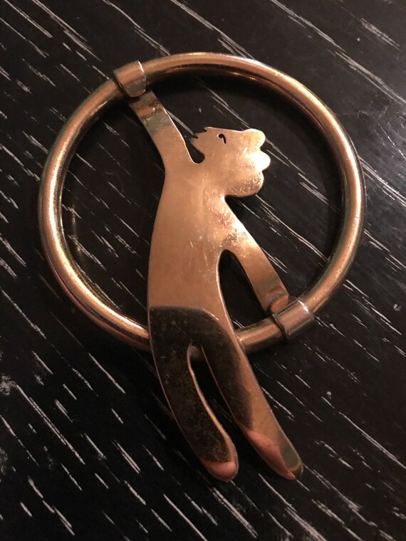 Vintage Artisan Designed Gold Brooch, Signed S.H.… - image 4