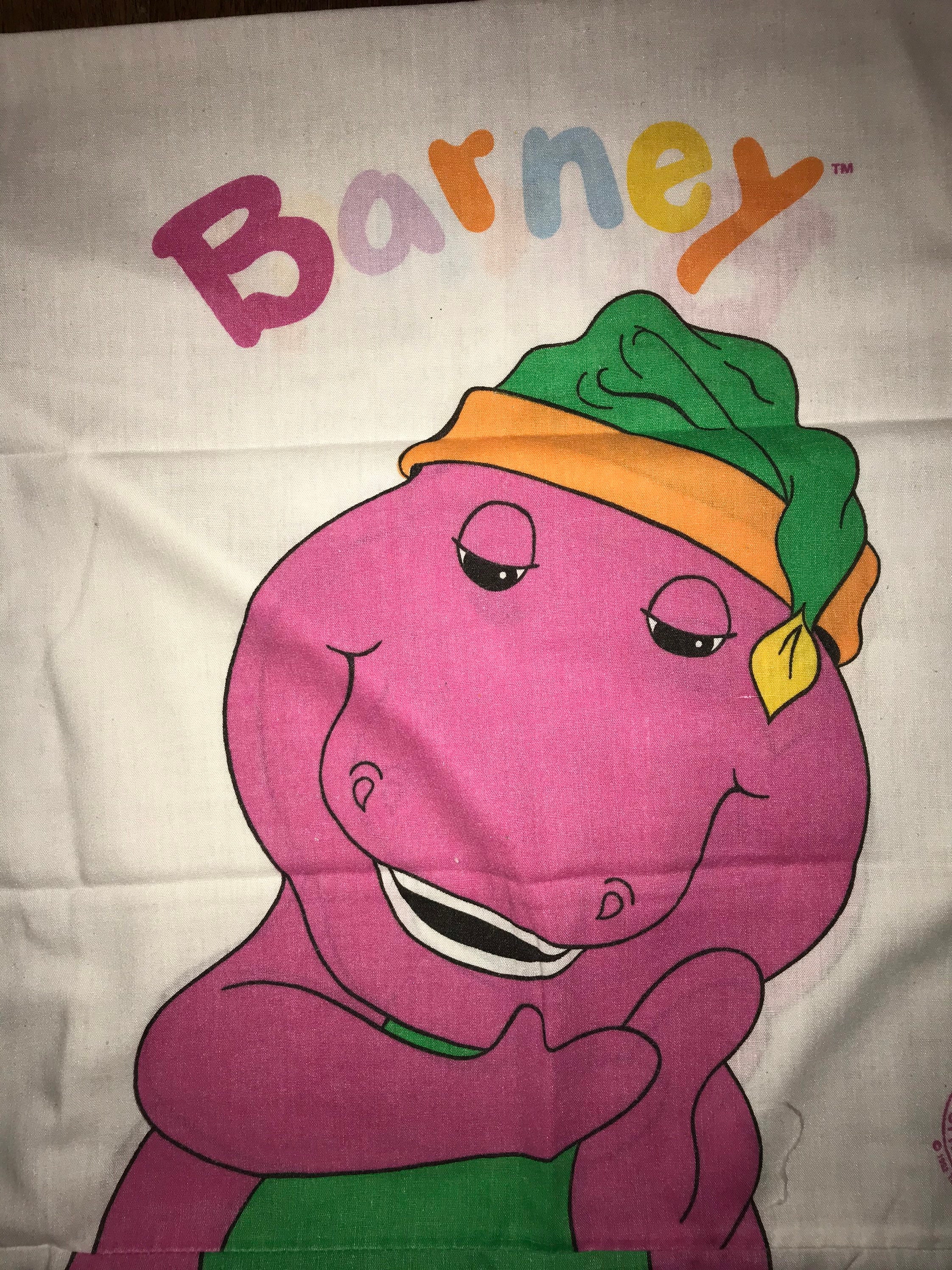 Vintage 1990's Barney Pillowcase Set. Barney The Purple Dinosaur 