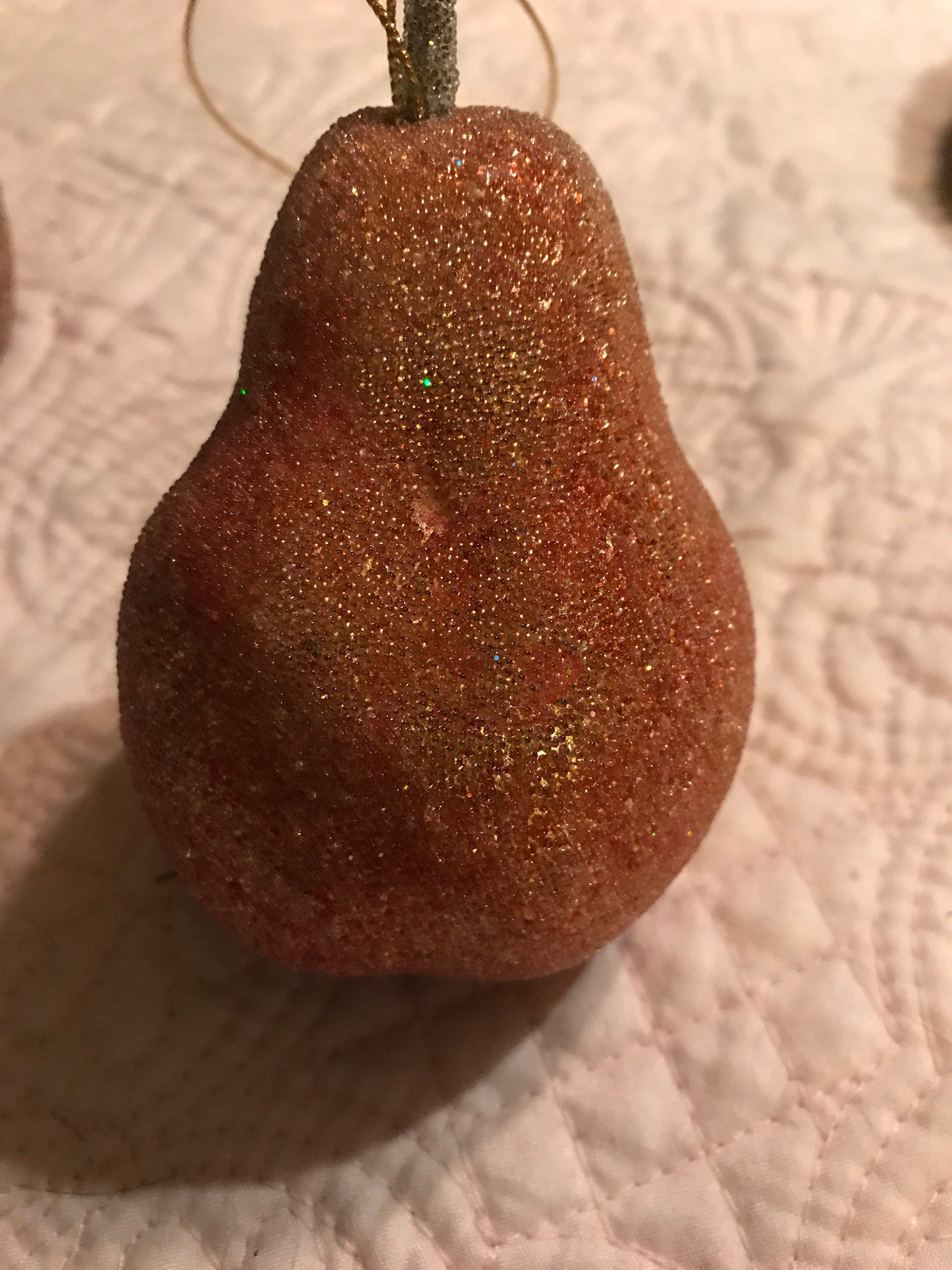 Vintage Beaded Fruit. Beaded Fruit Ornaments. Beaded Apple and Pear