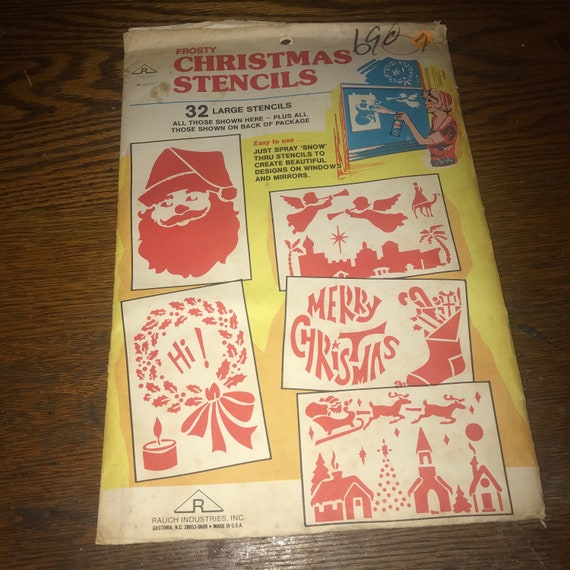 Vintage Christmas Stencils. 1960’s Christmas Stencils. Frosty Spray Christmas Stencils. Vintage Christmas Decor