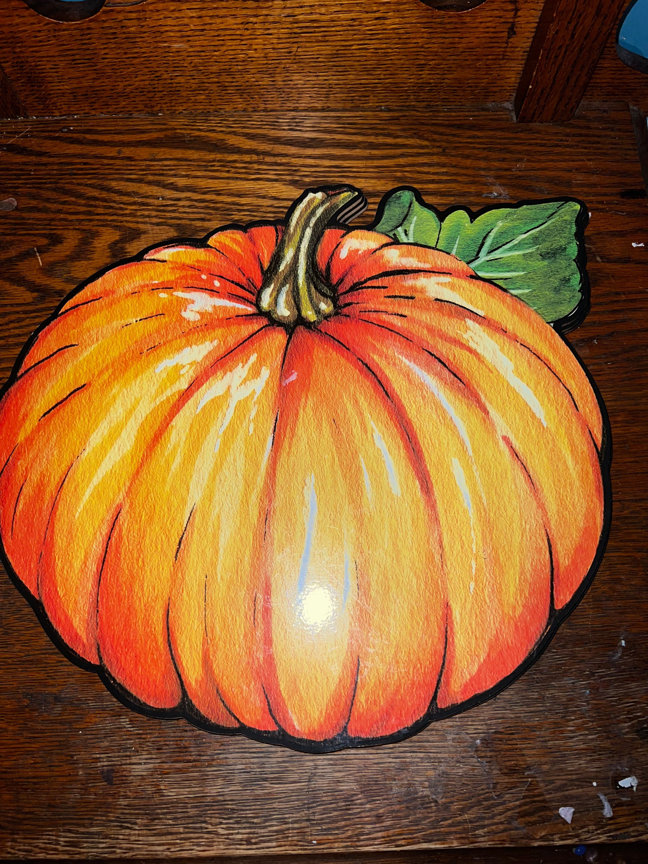 Vintage Pumpkin Placemats. Set of Four Pumpkin Placemats. Wooden