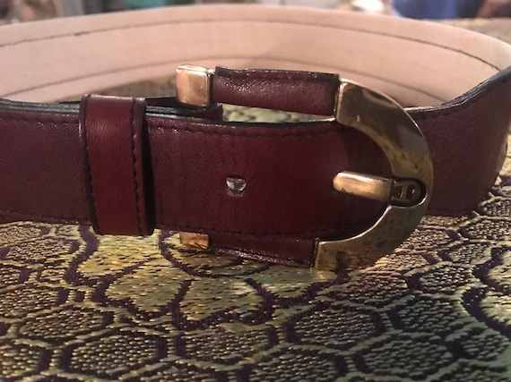 Vintage Brown Leather and Cloth Aigner Belt, Size 28 - Gem display picture 1