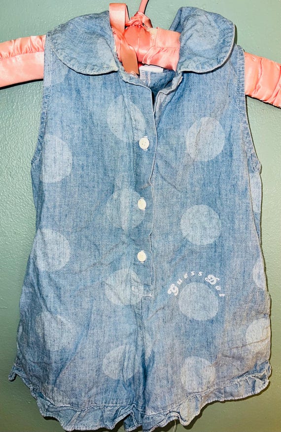 Vintage Toddler Girl Guess Jumper, Guess Chambray Jumper, Size 3T