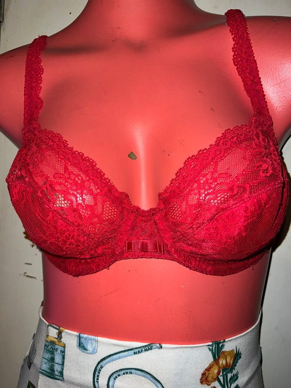 Vintage Red Lace Olga Bra. For When You Want To Feel Super Sexy, Size 34C