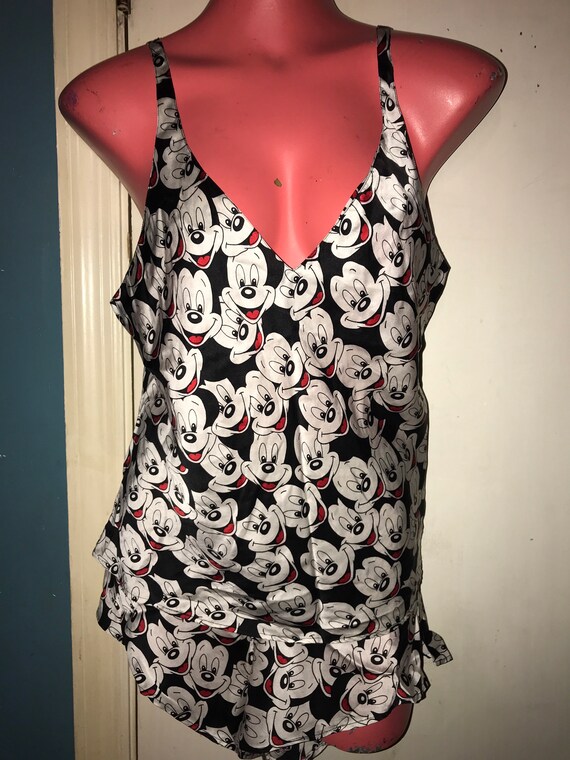 Vintage Mickey Mouse Silk Pajama. Mickey Mouse Sil