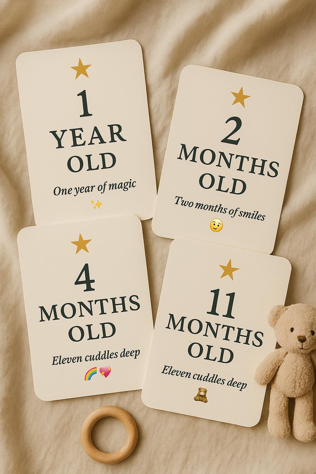 Baby Milestone Cards | Printable Monthly Milestones | Neutral Boho ...