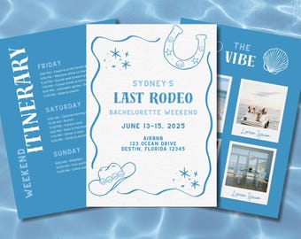 Coastal Cowgirl Bachelorette Party Invite & Itinerary (Canva Pro Template Digital Download)