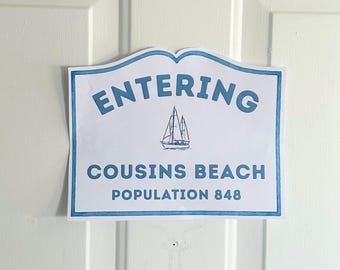 Cousins Beach Sign Poster Template: Summer Party Decor (Canva Pro Editable, Digital Download)