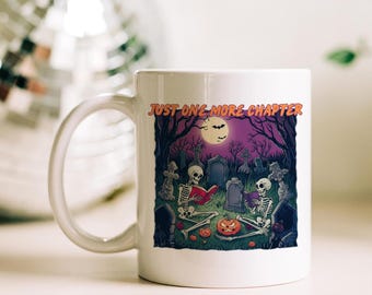 Spooky Skeleton Book Lover Mug - One More Chapter Ceramic Mug