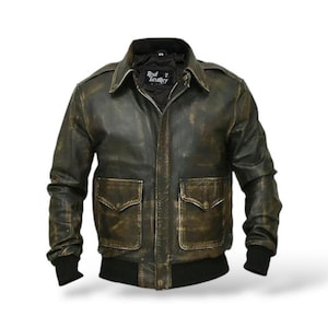 Handmade Vintage A2 Flight Jacket for Men – WWII Style Leather Aviator Bomber Coat – Military Pilot Outerwear – Gift for Him