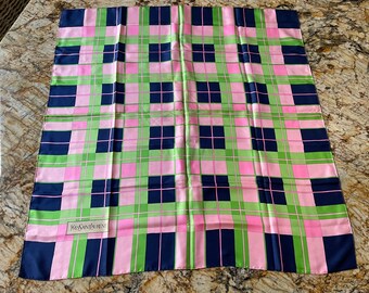 Foulard En Soie Authentique Daniel Laurent - Motif Floral Multicolore - Vintage Et D'Occasion