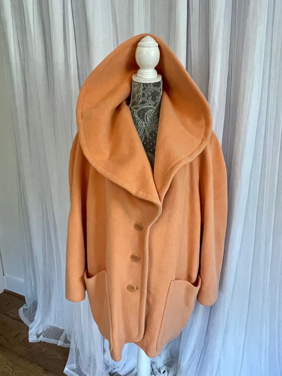 Vtg ESCADA Peach Wool Angora Cashmere Coat 80’s Ch