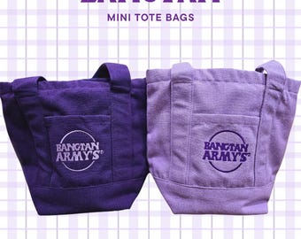 BTS Army Mini Canvas Tote Bag: Mic Drop Purple and Magic Shop Lilac