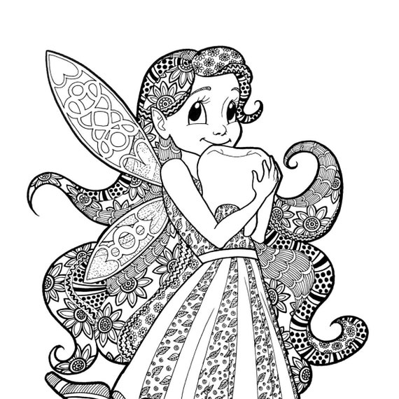 TOOTH FAIRY Coloring Page Zentangle Line Art Decorative - Etsy Ireland