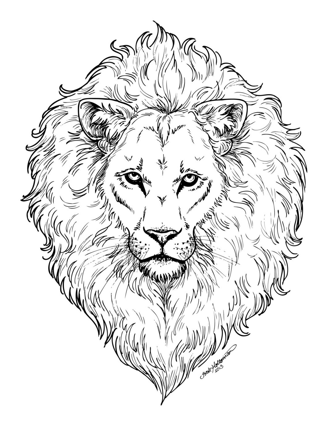 Buy Mighty Lion COLORING Page DIGITAL File Curly Mane Online In India