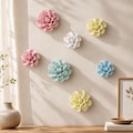 Handmade Ceramic Flower Wall Decor, 3D Floral Wall Sculpture, Pastel Flower Wall Art for Bedroom or Living Room