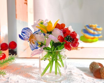 Glass Birth Month Flower, Birth Flower Gift, Handmade Glass Flowers, Glass Flower Bouquet, Personalized Gifts, Christmas, Birthday Gift