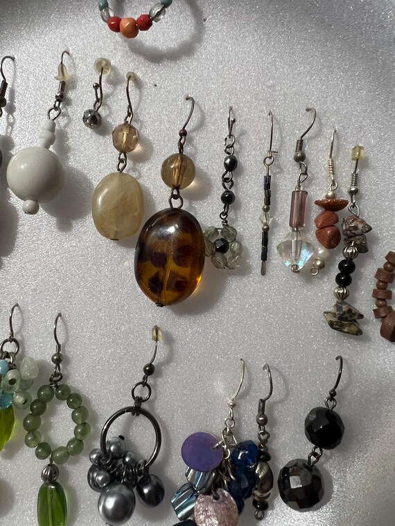 LARGE LOT beaded dangle earring single craft bead… - image 3
