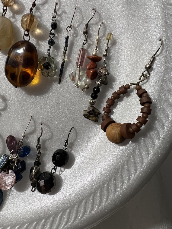 LARGE LOT beaded dangle earring single craft bead… - image 5