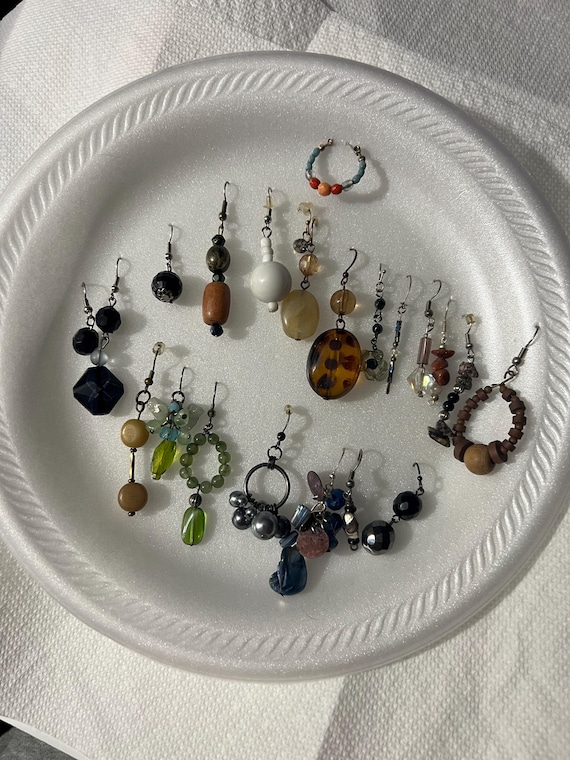 LARGE LOT beaded dangle earring single craft bead… - image 8