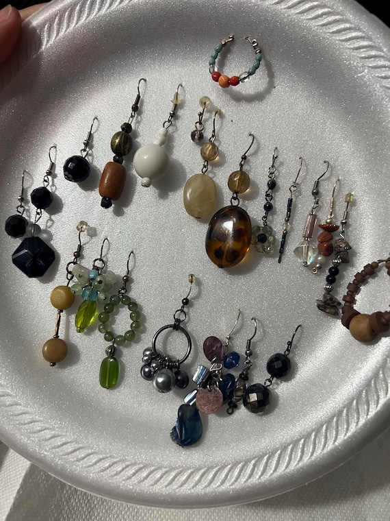 LARGE LOT beaded dangle earring single craft bead… - image 6