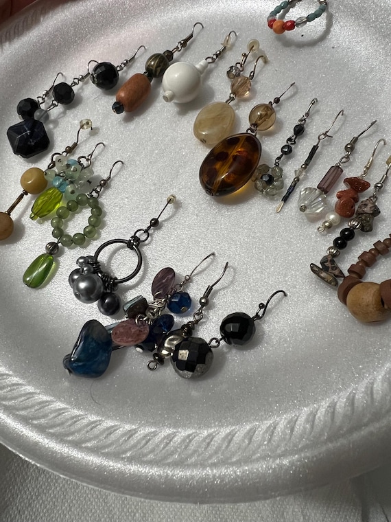 LARGE LOT beaded dangle earring single craft bead… - image 7