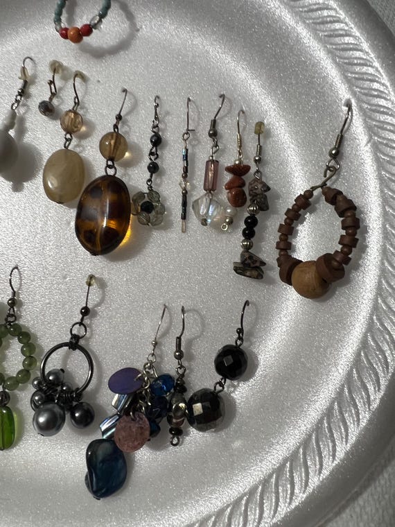 LARGE LOT beaded dangle earring single craft bead… - image 2