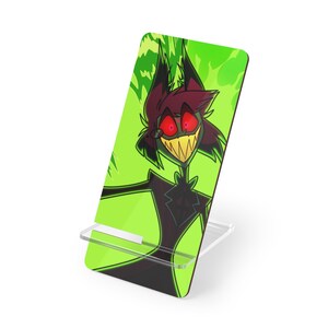 Alastor Mobile Display Stand for Smartphones | Neon Green Phone Stand, Hazbin hotel image 2