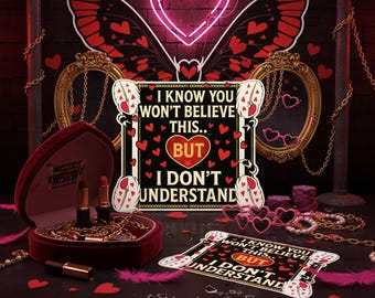 Valentino Hazbin Hotel Quote Sticker, Love Hearts Chain Design