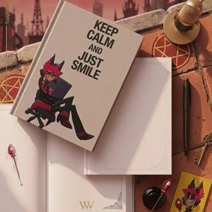 Alastor Hazbin Hotel Keep Calm and Just Smile Hardcover Journal, motivational journal